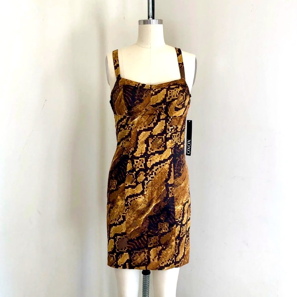 XOXO Snake Print, Python Zip-Up Cocktail Dress. Size 7/8.